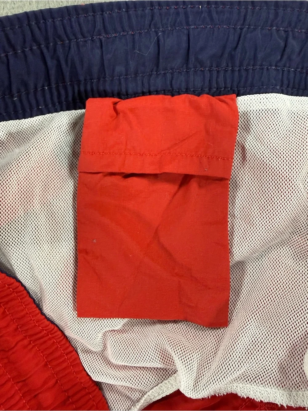 Mens Vintage Polo Ralph Lauren Logo Swimming Trunks In Red Size Large